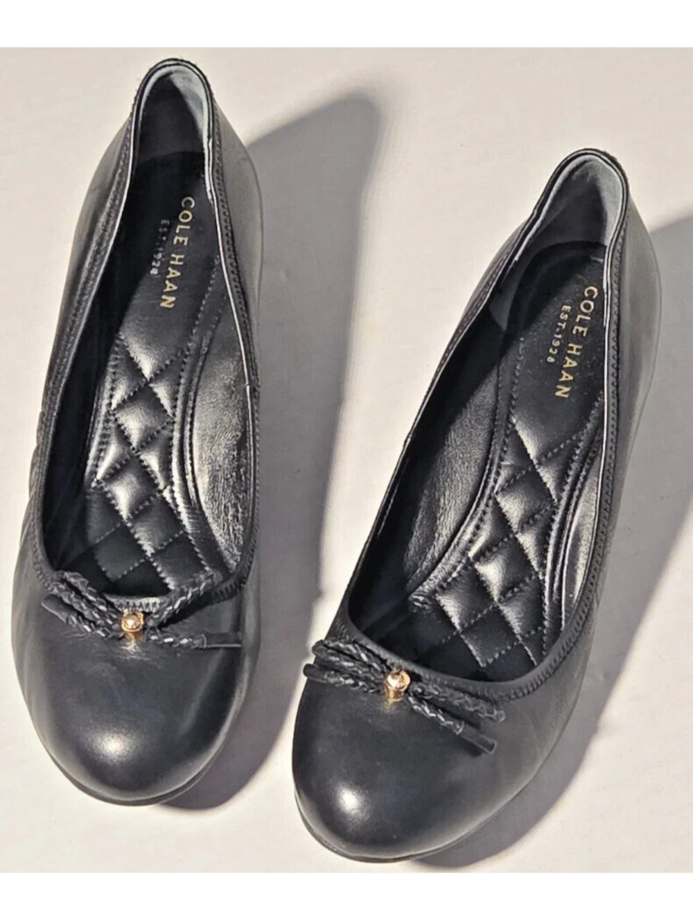 Cole Haan Tali Grand Bow Wedge Pumps Womens SIZE Black Leather Grand OS